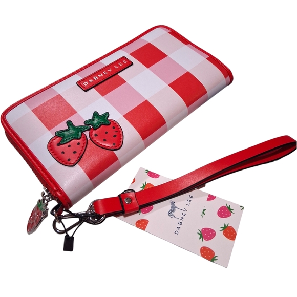 Dabney Lee Handbags - Dabney Lee White & Red Plaid Wallet - Strawberry Accents - wristlet